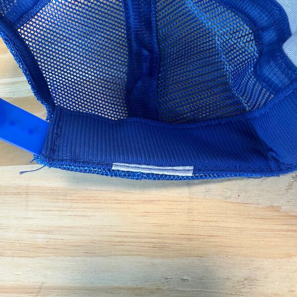 Vintage Amoco Trucker Hat Chocolate Bayou OLEF Maint Comp Rare 80s y2k Cap Blue - Picture 7 of 8